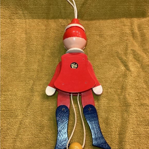 Vintage Sevi Pullstring Wooden Santa - Picture 4 of 5